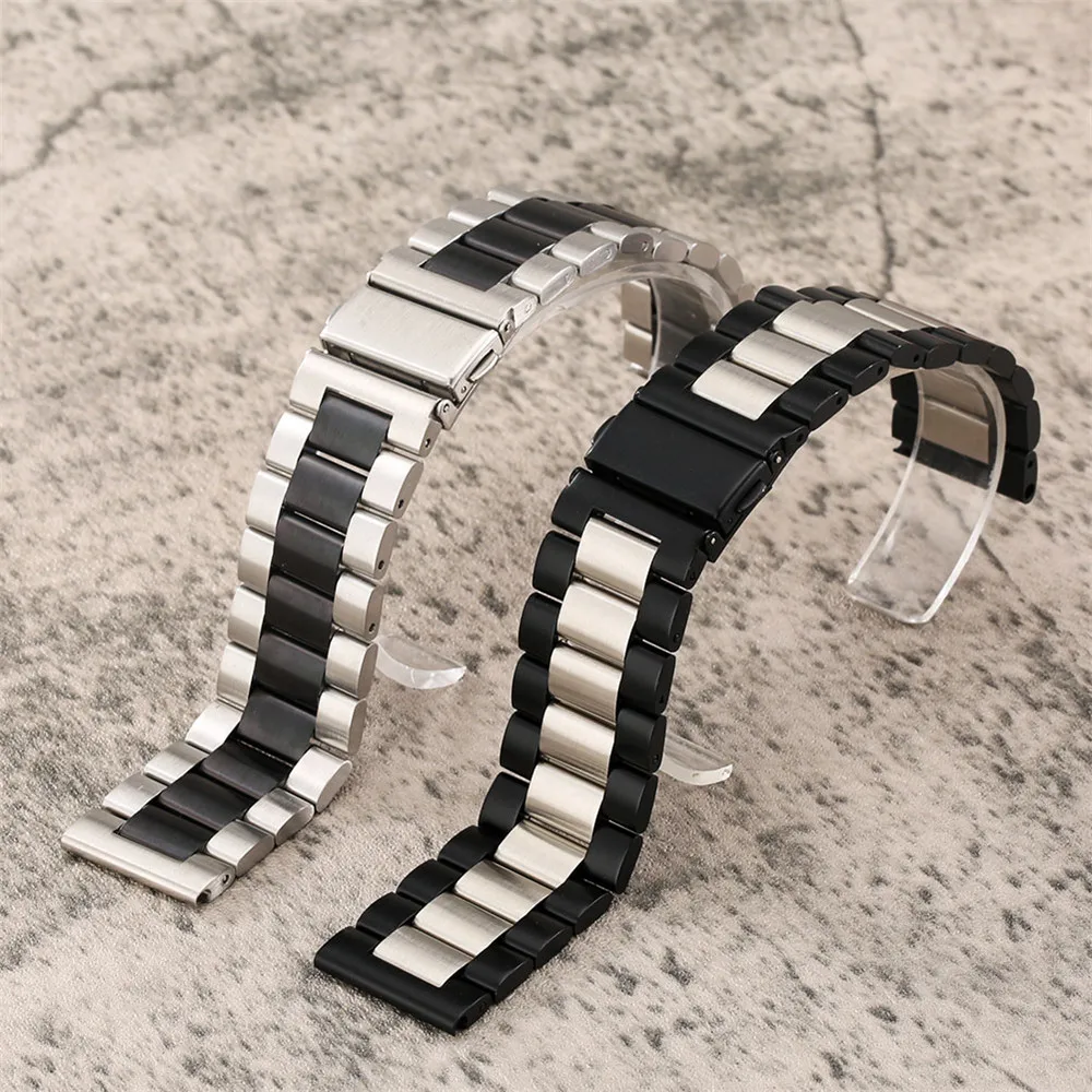 

Folding Clasp Stainless Steel Watch Bands 20/22mm Lug Width Wristwatch Replacement Watch Straps with Spring Bars
