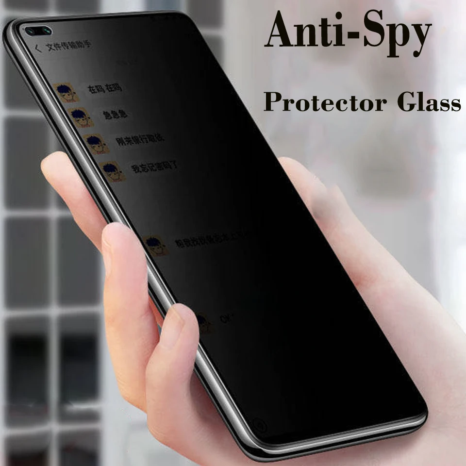 50Pcs/Lot Anti Peep Spy Protective Tempered Glass For Honor V30 V20 V10 30 10 20 Lite Play4 8X Privacy Screen Protector Glass