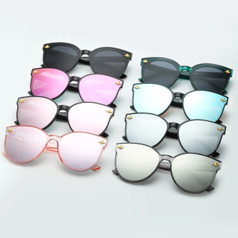 NLJ2020 новые маленькие пчелы солнечные очки Горячие большие женские полоски UV400