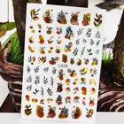 3D наклейки для ногтей, водостойкие Сияющие наклейки, наклейки для ногтей, блестящие зеленые листья, трава, украшение для ногтевого дизайна, Аврора, серебристый дизайн