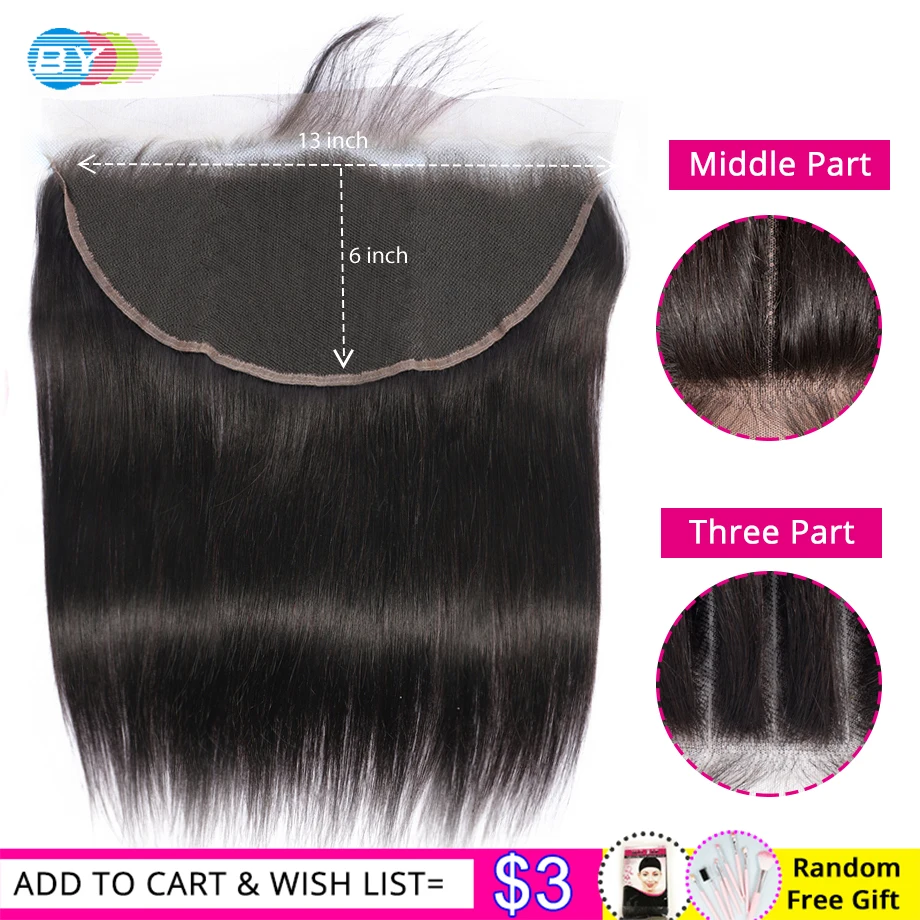 13x6 закрытие шнурка человеческих волос фронтальной бразильские прямые волосы уха