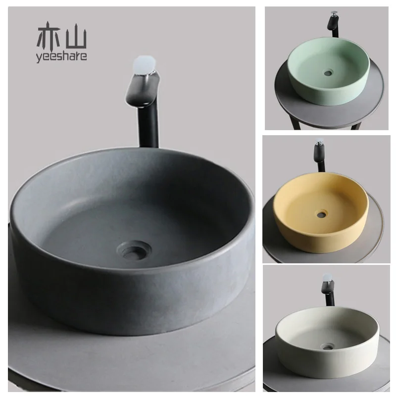 Скандинавский круглый цементный раковина мойка для дома ванная комната