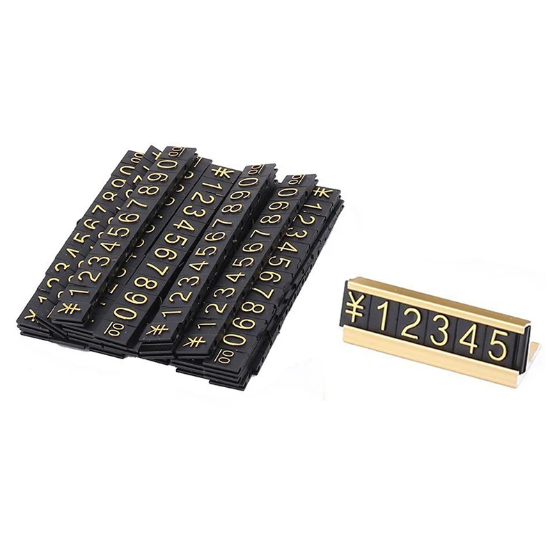 

19 groups gold-tone metal, Arabic numerals together price tags