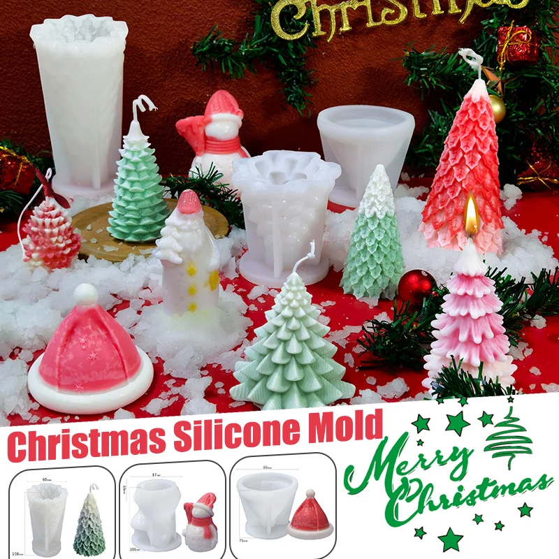

Christmas Accessories Silicone Mold Creative DIY Aromatherapy Candle Mold Plaster Santa Claus Christmas Tree Decoration Mold