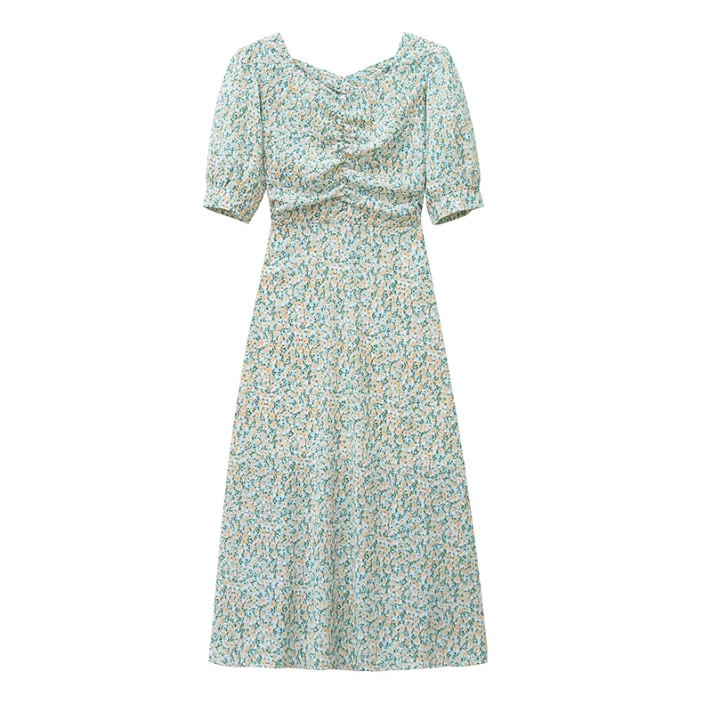 

Summer Dress Women Short Sleeve Printed Folds Dot Dresses High Waist Long Dresses Women 2021 Sexy Plus Size Vestidos Maxi Dress