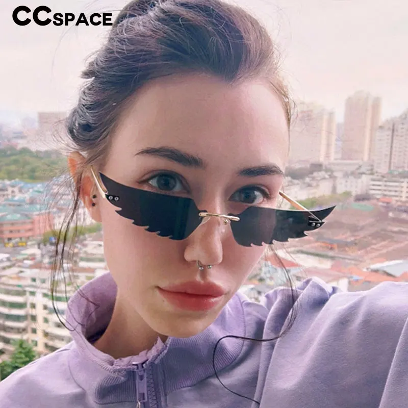 49059 Angel Wing Shape солнцезащитные очки без оправы для мужчин и женщин Модные Оттенки