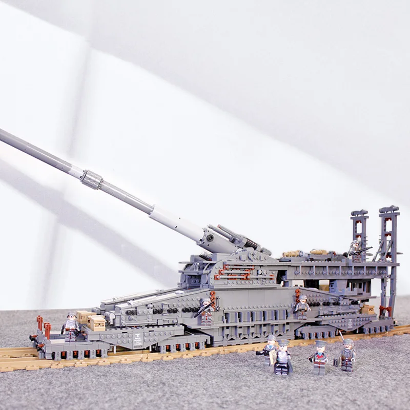 3846pcs Military Heavy Gustav/Dora German 80cm K(E Railway Gun Building Blocks WW2 army World War ii Tank Soldier Bricks Toys