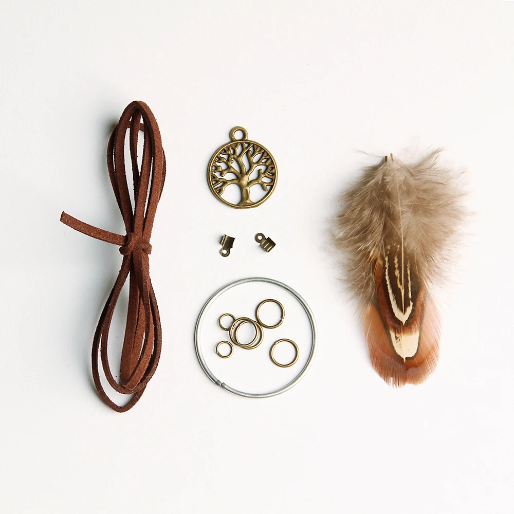 Миниатюрный Ловец снов MIAMOR Древо жизни ручной работы с украшением из перьев
