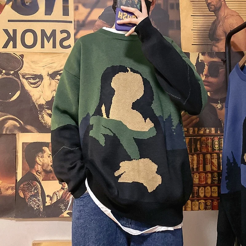 

Свитер мужской с воротником-стойкой, уличный пуловер, модная одежда, свободные свитера, Мужской пуловер в стиле хип-хоп, повседневный Топ, Ос...