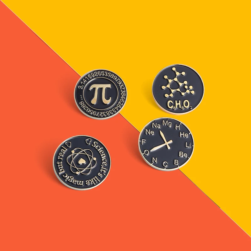 

Element Clocks Enamel Pin Science Magic Math Pi Badges Brooches Bag Backpack Accessories Gifts for Student Teacher Wholesale