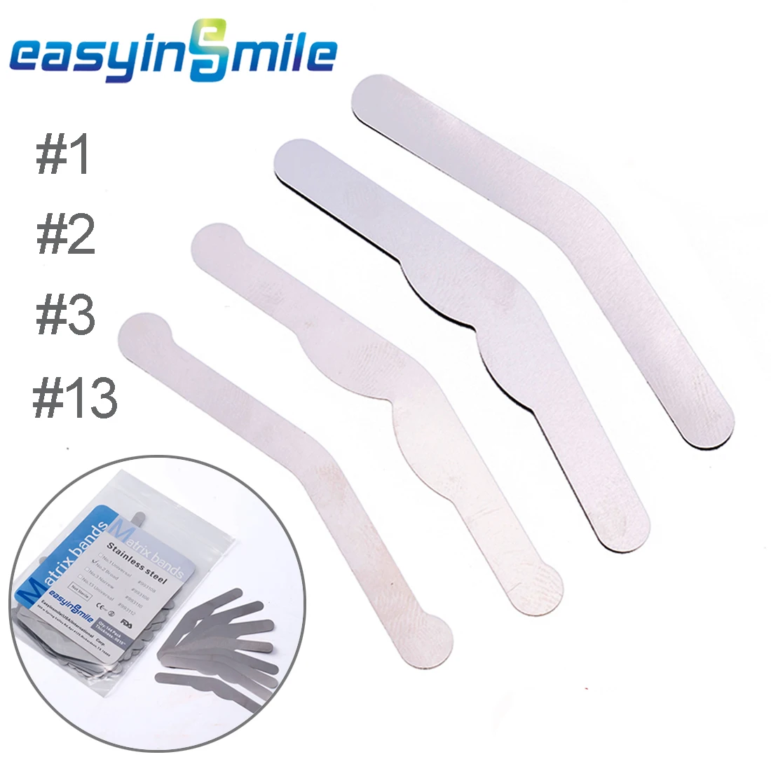 

144pcs EASYINSMILE Dental Tofflemire Stainless Steel Matrix Bands #1/#2/#3/#13 Tooth Repair Equipment