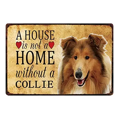 

8x12 Inch Tin Sign Pet Dogs Home Without The Collie Metal Sign Tin Poster Cute Cartoon Animals Bar Pub Decoration Wall Art