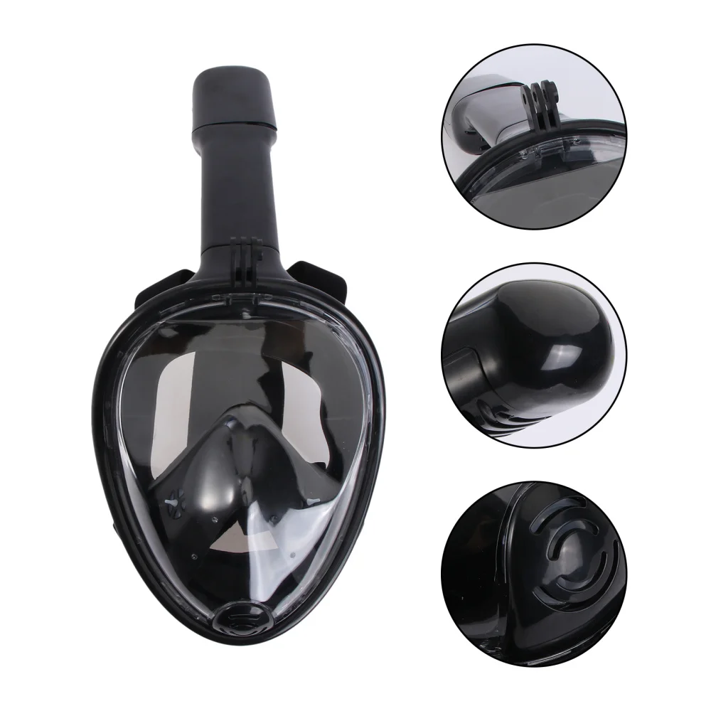 

Silicone Snorkeling Mask Practical Diving Mask Full Face Design Snorkel Equipment Mask for Men - Size S/M (Black)