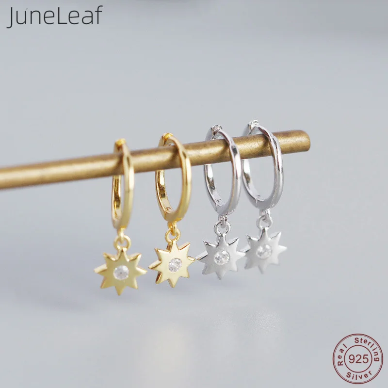 

JuneLeaf 925 Sterling Silver Fashion Korean Crystal Zircon Star Stud Earrings for Women Bohemian Party Rock Jewelry New Arrival