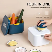 4in1 vegetable cutter double drain fruit storage box not hurt hand carrot grater non slip potato slicer home kitchen accessories