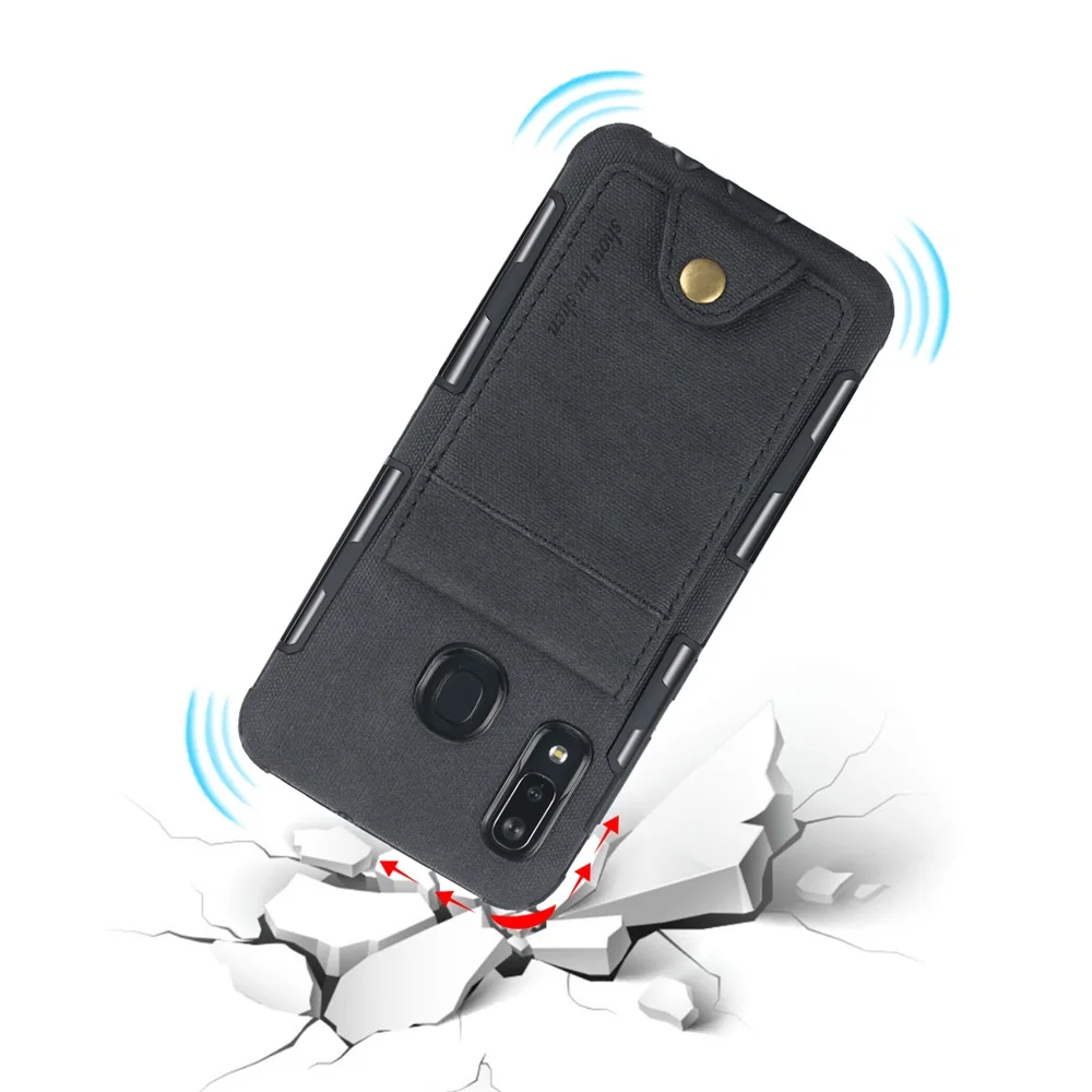 A505 Canvas Shockproof Case for Samsung m10 m20 m30 A10 A20 A30 A50 A70 2019 Card Holder Wallet Flip Silicone Cover Buckle Funda |