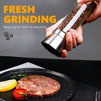 double layer pepper grinder stainless steel manual salt dual headed grinder herb spice shaker thickened glass kitchen
