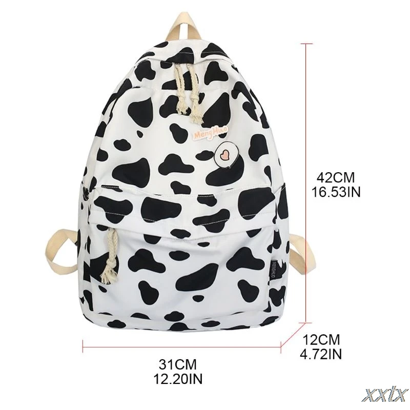 

Cow Pattern Backpack Canvas Rucksack Large Capacity Daypack Travel Bag Bookbag for Teenagers Girls Schoolbag