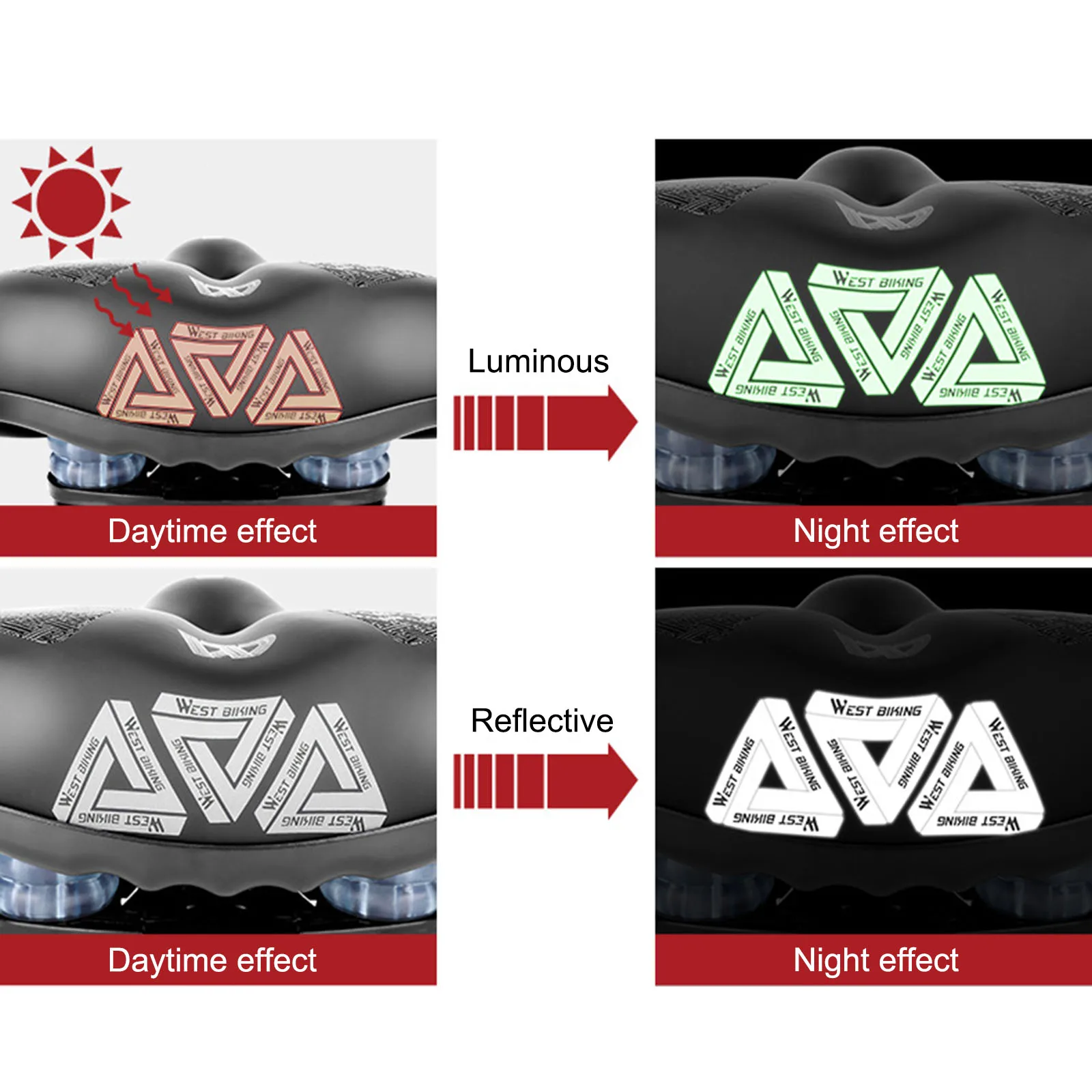 

Bike Saddle Bicycle Seat Bike Seat Bike Cushion Bicycle Cushion Non-slip PU Leather Reflective Shockproof Bicycle Cushion