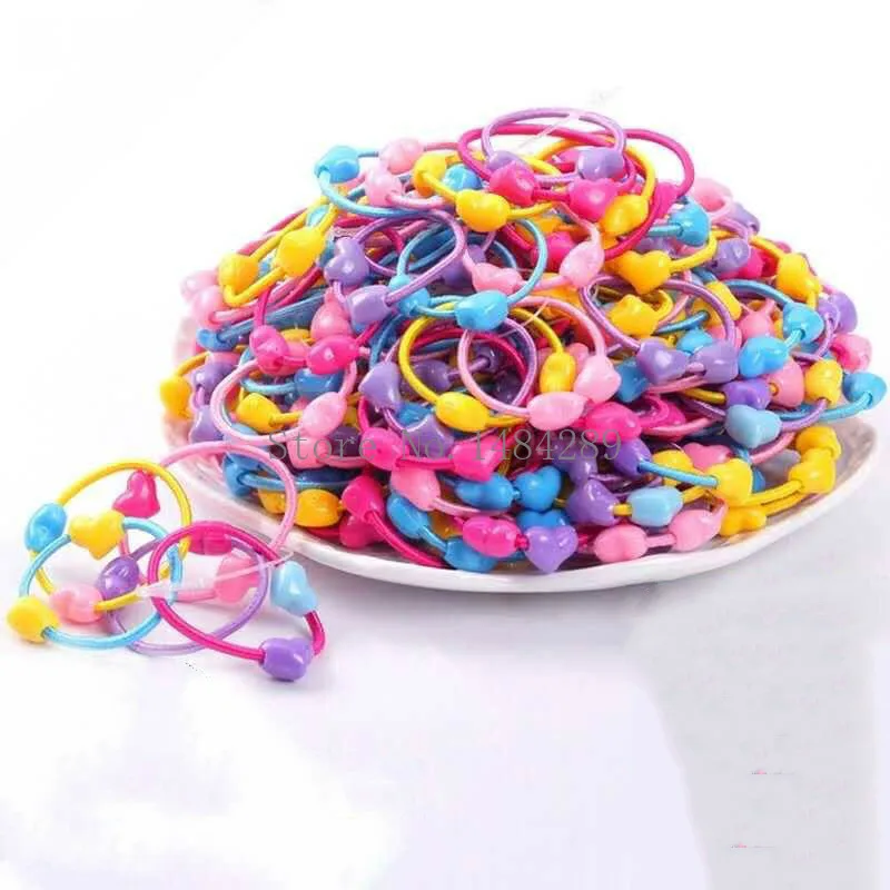 

100 Pcs Fashion Girls Bow Elastic Hair Bands Candy Color Hair Rope Scrunchie Rubber Band Cute Headdress Hair Accessories