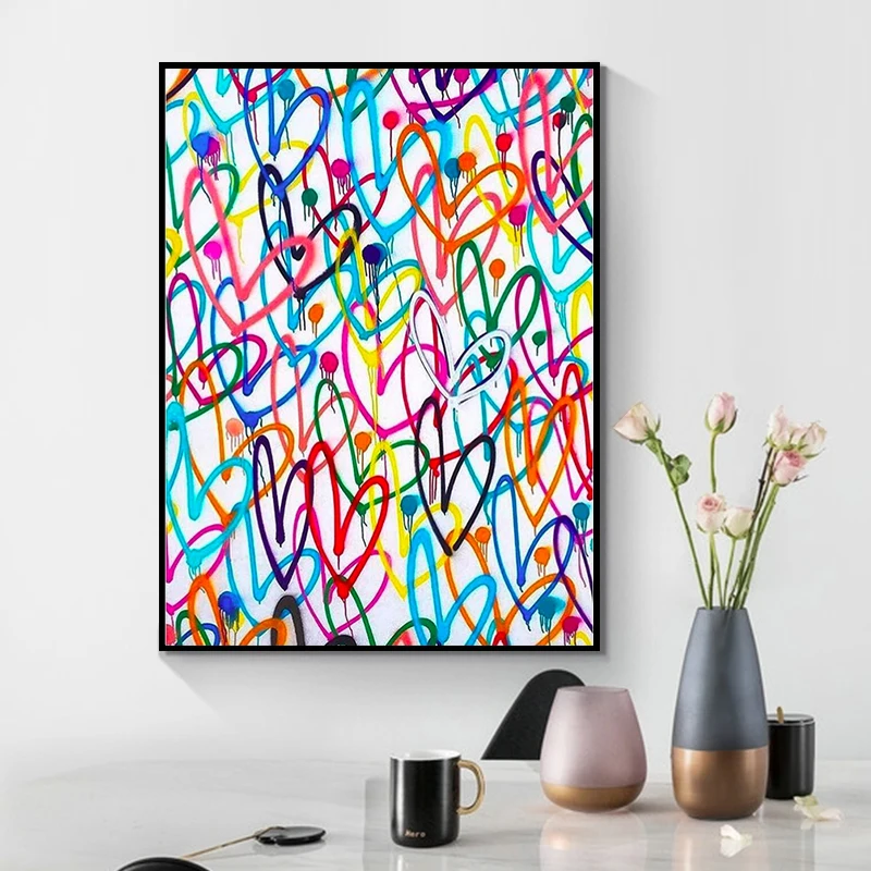 

Bright and Colorful Love Hearts Are Intertwined Posters and Prints Canvas Paintings Wall Art Pictures for Living Room Home Decor