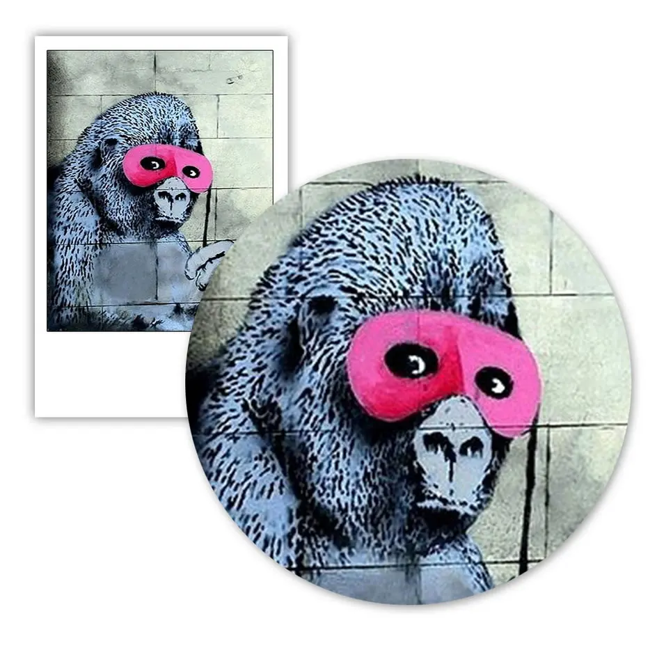 Настенный художественный постер Banksy Gorilla In A Pink Mask печать обезьяны с маской для