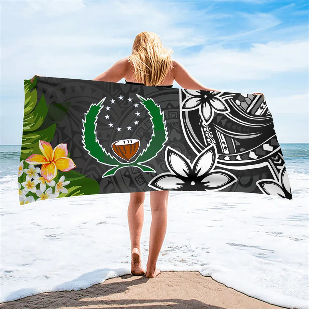 

New Arrival Pohnpei Polynesian Plumeria Floral Printing Lady Men's Quick Dry Microfiber Bathing Bathroom Face Hair Toallas