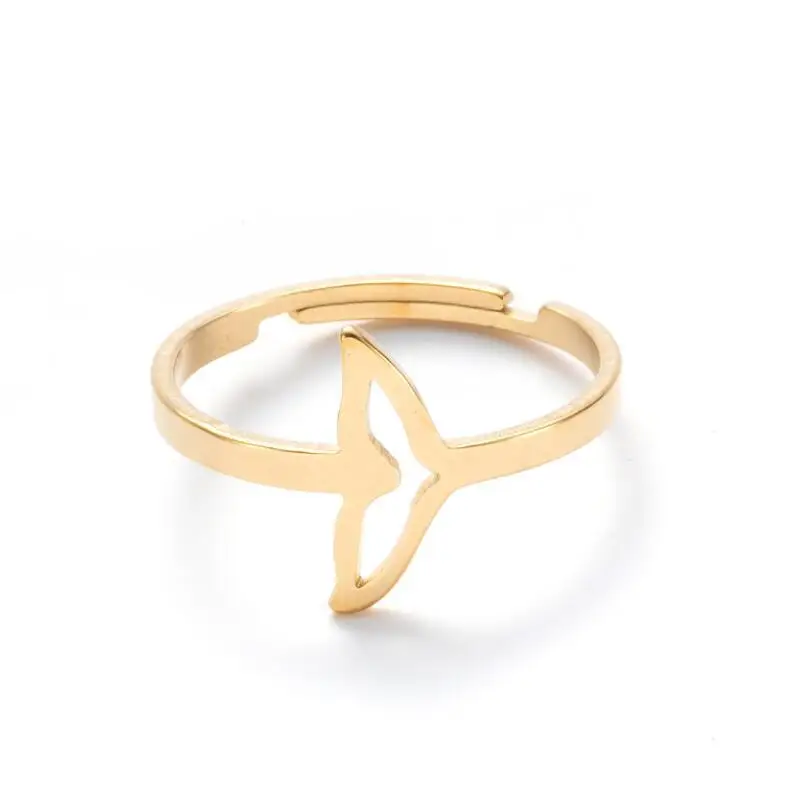 

2021 Stars Snowflake Ring for Women Girls New Stainless Steel Contracted Cross the Moon Rings Wholesale Fish Tail Jewelry