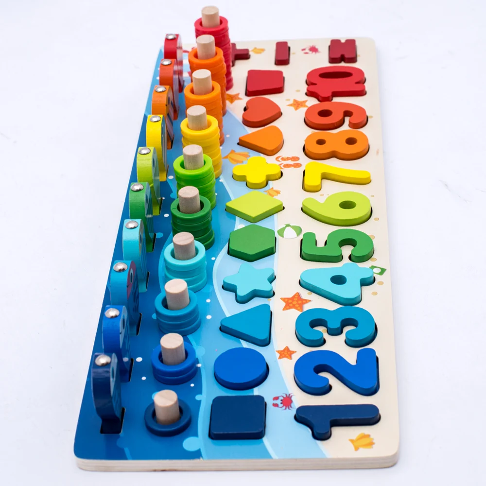 

Preschool Wooden Montessori Toys Count Geometric Shape Cognition Match Baby Early Education Teaching Aids Math Toys For Children