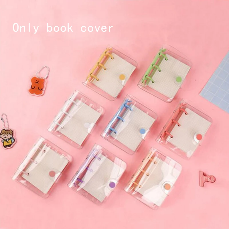 

1pc Student Portable Notebook ring binder Creative Cute Transparent 3 ring Mini Loose-leaf Hand Book Kawaii School Supplies