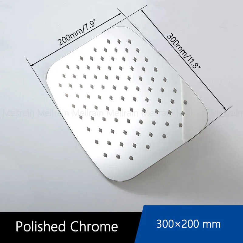 Chrome 12 inch Черная и хромированная ультратонкая душевая головка дождя в форме скругленного прямоугольника дизайн из нержавеющей стали аксессуары для душевой и ванной Топ распыления - Цвет: Chrome 12 inch