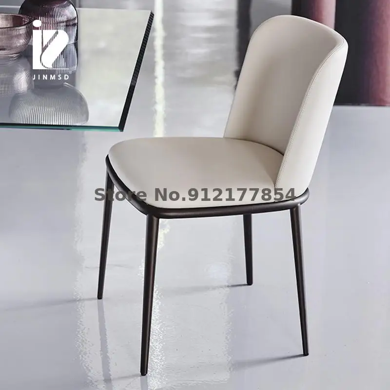 Простой итальянский легкий роскошный кожаный обеденный стул в скандинавском