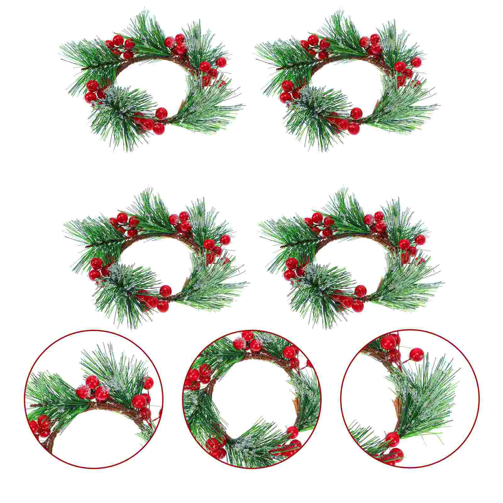 

4pcs Fake Leaves Berry Wreath Pendants Artificial Wreaths Xmas Pendants