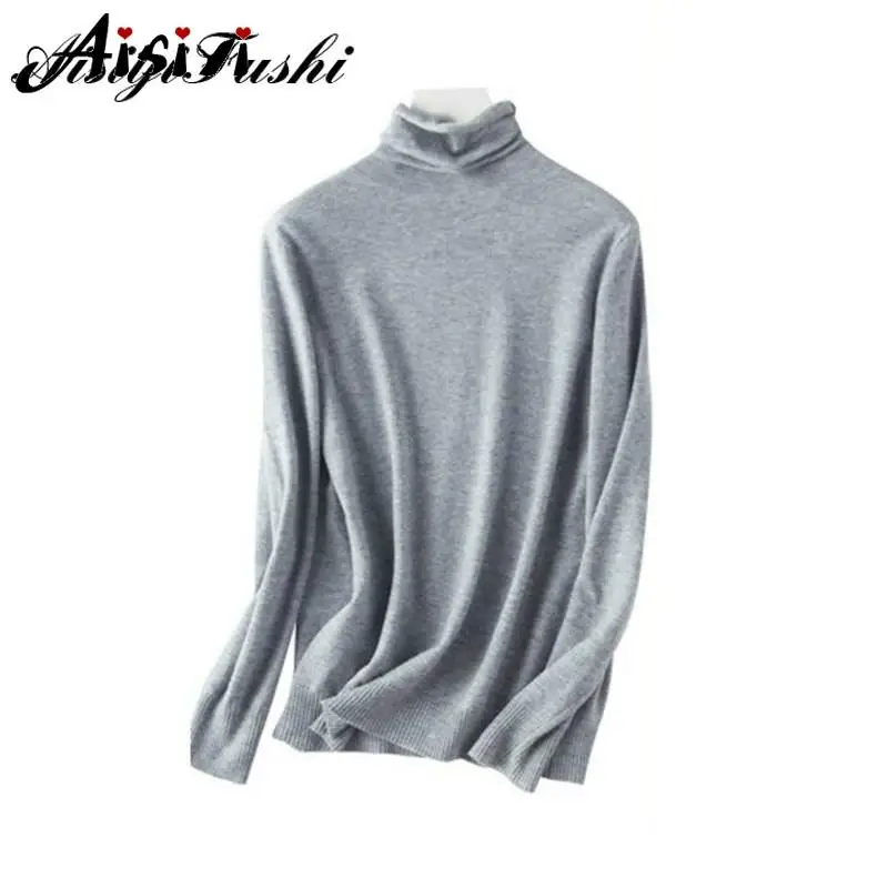Женский кашемировый свитер с высоким воротом 2022 осенне-зимний тонкий женские