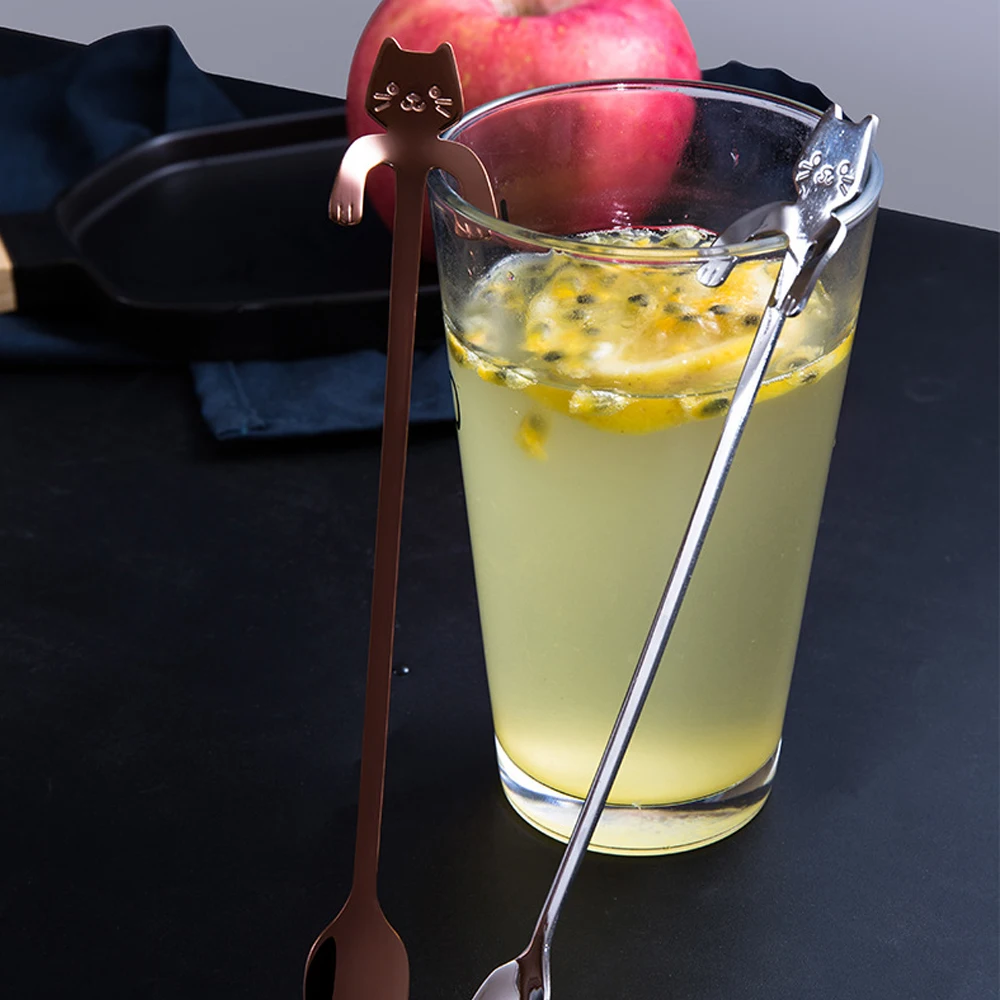 

Hot Sale Coffee Spoon Mini 304 Stainless Steel Cartoon Cat Spoon Long Handle