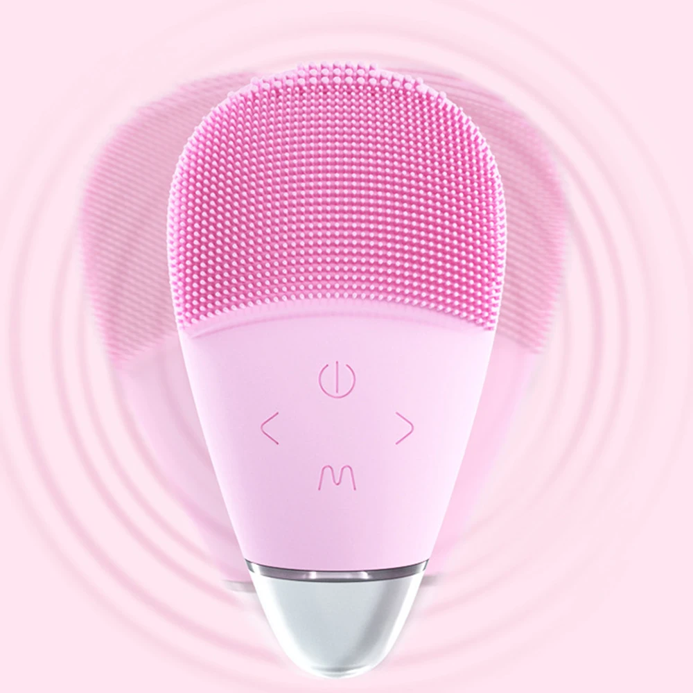 New USB Facial cleansing brush with vibration Mini silicone cleanser deep pore cleaning waterproof electric massage | Красота и