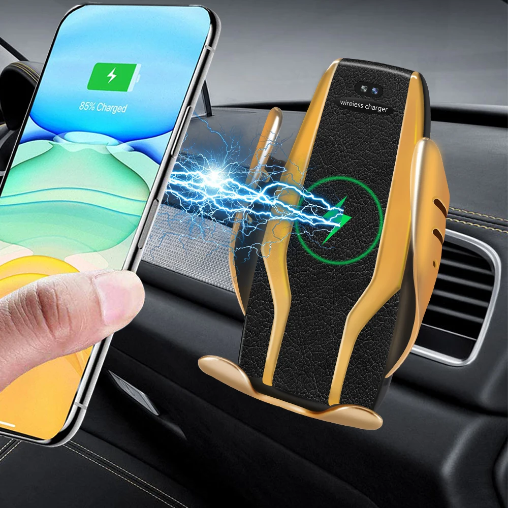 

Автоматическое автомобильное беспроводное зарядное устройство Qi 10 Вт для iPhone 13, 12, 11, XR, X, 8, Samsung S20, S10, магнитное USB-устройство с инфракрасным ...