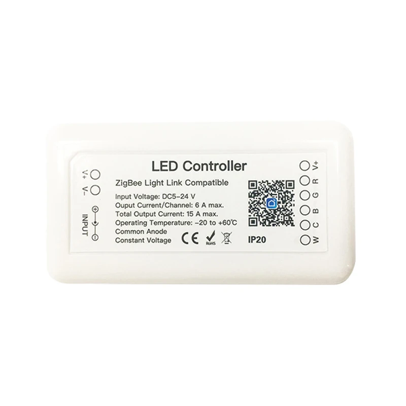 

Tuya Zigbee 3.0 Smart LED Controller Work With Alexa Google Home Assistant DC12-24V RGB+CCT 6pin Light Strip Controller 15A