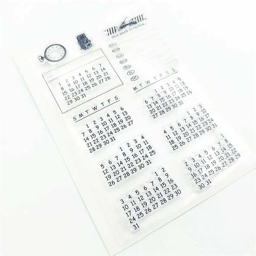 Прозрачный штамп с календарем и алфавитом 11 х16 см|Штампики| |