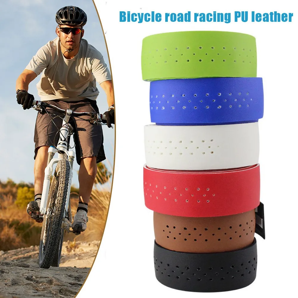 

Bicycle Handlebar Tape PU Leather Perforated Belt Breathable Soft Bike Handlebar Tape MTB Fixed Gear Belt Cycling Equipment