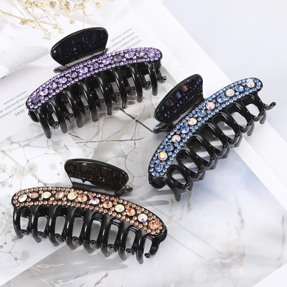 

Rhinestone Hair Claws Crab Hairpins Crystal Hair Clips Barrettes Ponytail Girls Hair Accessories For Women Ornaments Hairgrip