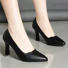 Туфли-лодочки женские на высоком каблуке, заостренный носок, высокий каблук-шпилька, базовая офисная обувь, черные, 9222N, весна-осень