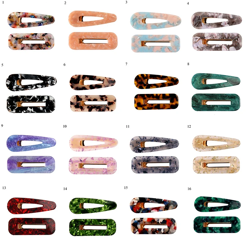 2 шт. геометрические акриловые резиновые полые заколки для волос леопардовые