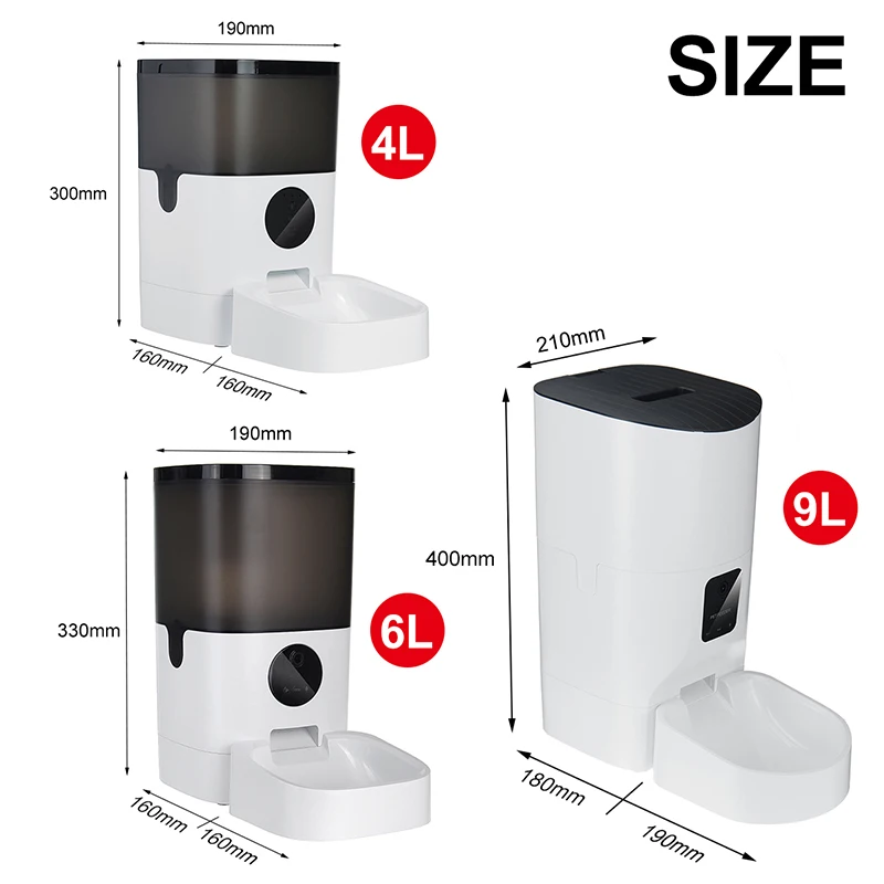 9L/6L/4L Pet Automatic Feeder Smart Cat Dog Food Dispenser Remote Control Voice Recorder APP Timer Rechargable WiFi Version | Дом и сад