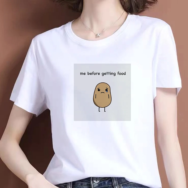 

Funny T Shirt for Men Women Summer Short Sleeve Unisex Fashion Top Tees Male Female Outdoor Casual White Lovely Potato T Shirt