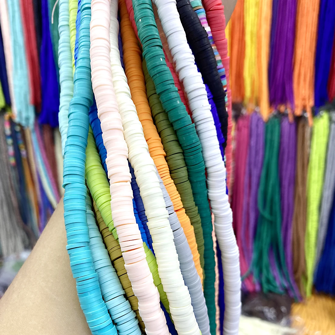 6 мм плоские круглые полимерные глиняные бусины дисковые ручной работы для