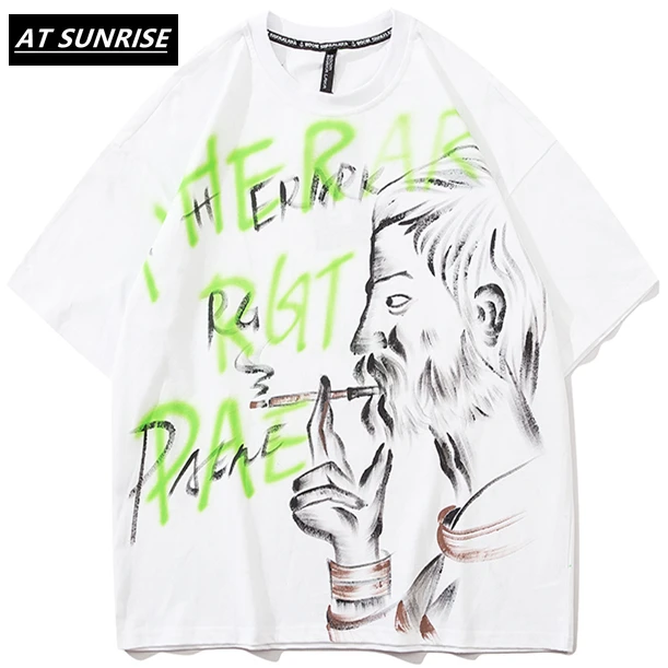 Ручная роспись курить Граффити футболка мужская толстовка хип-хоп Короткие