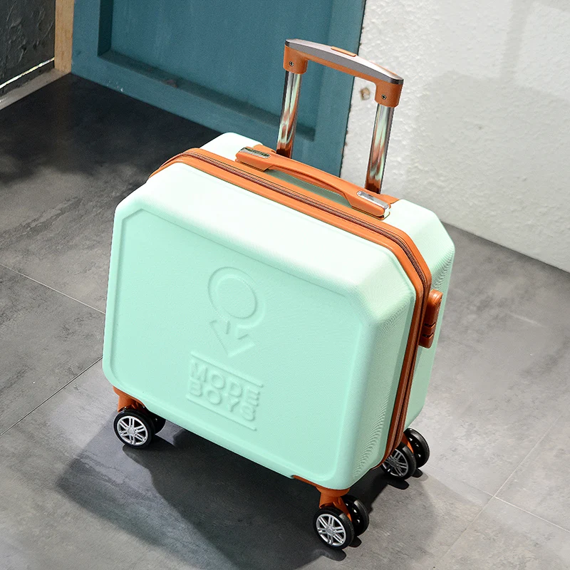 Luxury Small suitcase on wheels light travelling luggage 16/18 pull rod box student boarding trolley box mini password valise