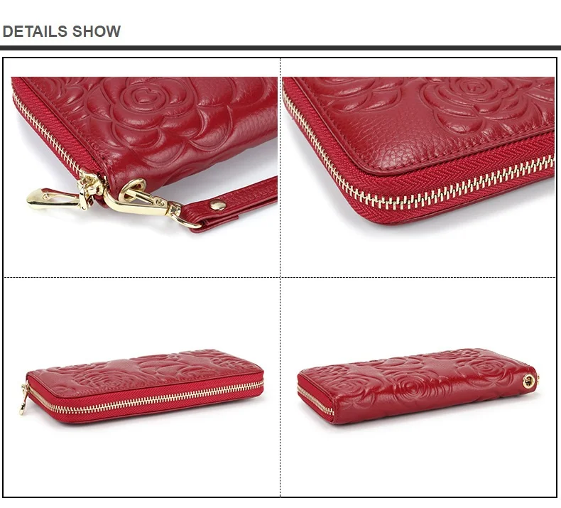 Flowers Women Wallet Genuine Leather Long Zip purses Wristlet Bag Big Capacity Lady Clutchs Cowhide Coin Purse Mobile phone bags |