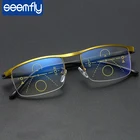 Очки для чтения seemfly для мужчин и женщин, интеллектуальные, с защитой от синего светильник, с Т-образной полуоправой